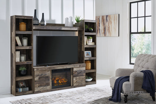 Derekson 4-Piece Entertainment Center with Electric Fireplace Huntsville Furniture Outlet