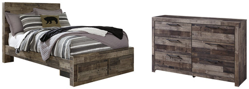 Derekson Full Panel Bed with 2 Storage Drawers with Dresser Huntsville Furniture Outlet