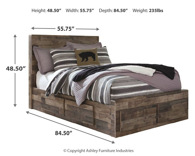 Derekson Full Panel Bed with 6 Storage Drawers with Mirrored Dresser, Chest and Nightstand Huntsville Furniture Outlet