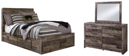 Derekson Full Panel Bed with 6 Storage Drawers with Mirrored Dresser Huntsville Furniture Outlet