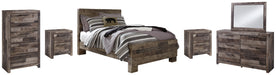 Derekson Full Panel Bed with Mirrored Dresser, Chest and 2 Nightstands Huntsville Furniture Outlet