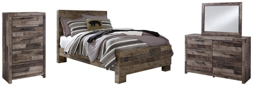 Derekson Full Panel Bed with Mirrored Dresser and Chest Huntsville Furniture Outlet