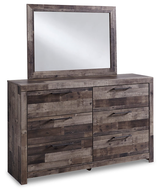 Derekson Full Panel Headboard with Mirrored Dresser, Chest and 2 Nightstands Huntsville Furniture Outlet