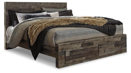 Derekson King Panel Bed with 2 Storage Drawers with Dresser Huntsville Furniture Outlet