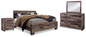 Derekson King Panel Bed with Mirrored Dresser and Nightstand Huntsville Furniture Outlet