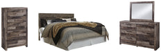 Derekson King Panel Headboard with Mirrored Dresser and Chest Huntsville Furniture Outlet