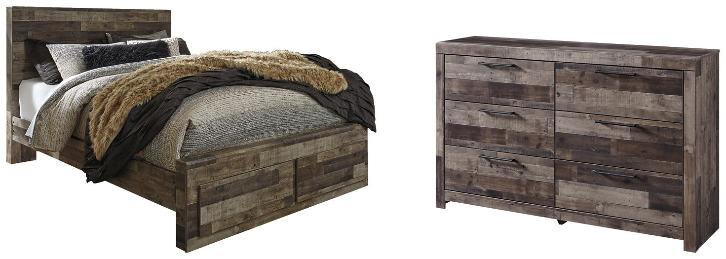 Derekson Queen Panel Bed with 2 Storage Drawers with Dresser Huntsville Furniture Outlet