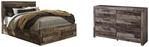 Derekson Queen Panel Bed with 4 Storage Drawers with Dresser Huntsville Furniture Outlet