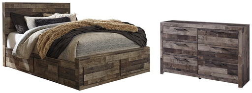 Derekson Queen Panel Bed with 6 Storage Drawers with Dresser Huntsville Furniture Outlet