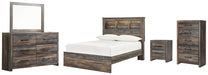 Drystan Full Bookcase Bed with Mirrored Dresser, Chest and Nightstand Huntsville Furniture Outlet