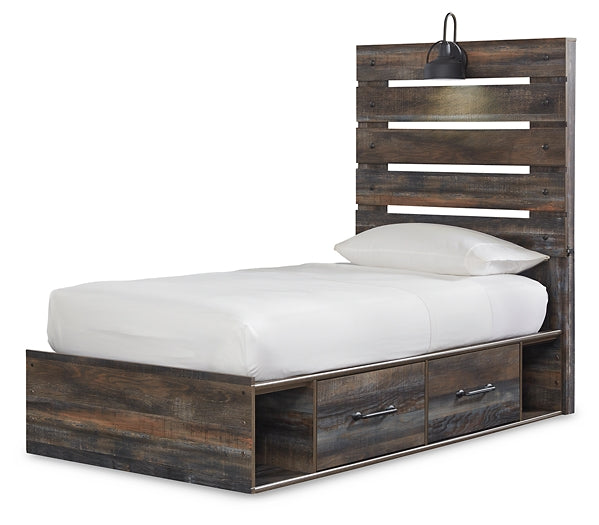 Drystan Full Panel Bed with 4 Storage Drawers with Mirrored Dresser, Chest and Nightstand Huntsville Furniture Outlet