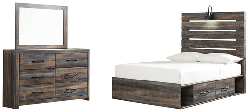 Drystan Full Panel Bed with 4 Storage Drawers with Mirrored Dresser Huntsville Furniture Outlet