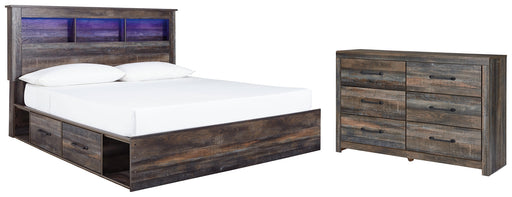 Drystan King Bookcase Bed with 2 Storage Drawers with Dresser Huntsville Furniture Outlet