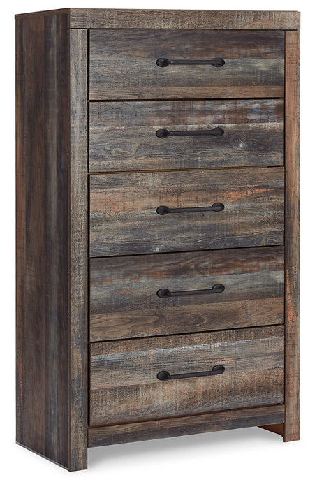 Drystan King/California King Bookcase Headboard with Mirrored Dresser, Chest and Nightstand Huntsville Furniture Outlet