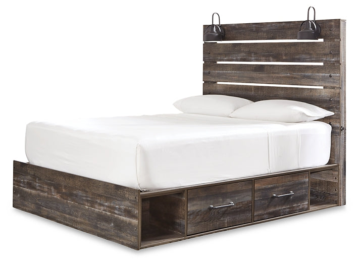 Drystan King Panel Bed with Mirrored Dresser, Chest and 2 Nightstands Huntsville Furniture Outlet