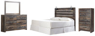 Drystan King Panel Headboard with Mirrored Dresser and Chest Huntsville Furniture Outlet