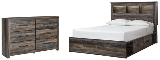 Drystan Queen Bookcase Bed with 2 Storage Drawers with Dresser Huntsville Furniture Outlet