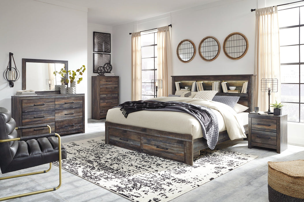 Drystan Queen Bookcase Bed with 2 Storage Drawers with Dresser Huntsville Furniture Outlet