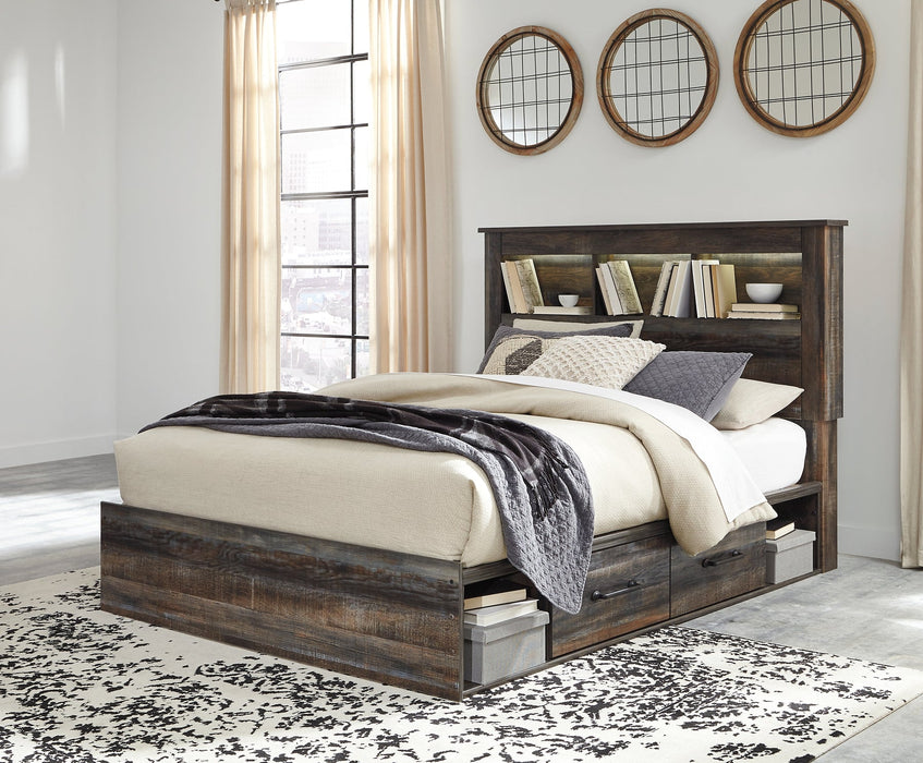 Drystan Queen Bookcase Bed with 4 Storage Drawers Huntsville Furniture Outlet