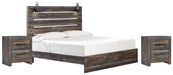 Drystan Queen Panel Bed with 2 Nightstands Huntsville Furniture Outlet