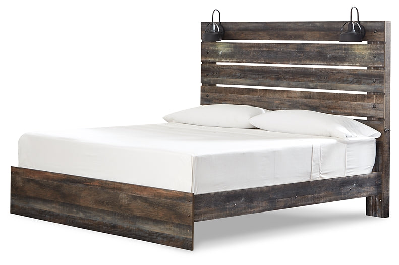 Drystan Queen Panel Bed with 2 Nightstands Huntsville Furniture Outlet