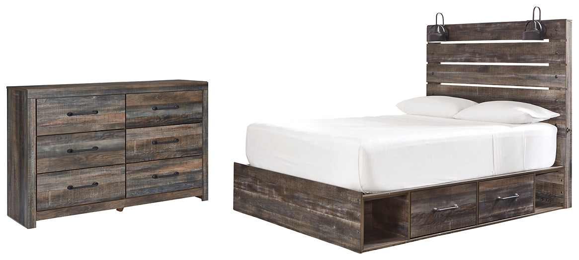 Drystan Queen Panel Bed with 2 Storage Drawers with Dresser Huntsville Furniture Outlet