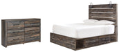 Drystan Queen Panel Bed with 4 Storage Drawers with Dresser Huntsville Furniture Outlet