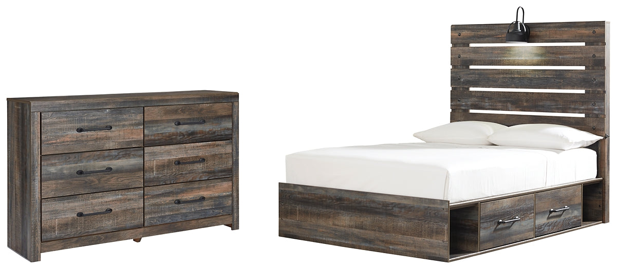 Drystan Queen Panel Bed with 4 Storage Drawers with Dresser Huntsville Furniture Outlet