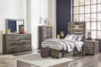 Drystan Twin Panel Headboard with Mirrored Dresser, Chest and 2 Nightstands Huntsville Furniture Outlet