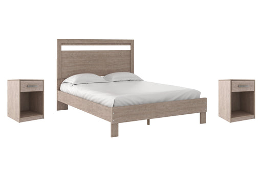 Flannia Queen Panel Platform Bed with 2 Nightstands Huntsville Furniture Outlet