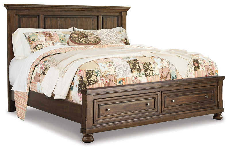 Flynnter Queen Panel Bed with 2 Storage Drawers with Dresser Huntsville Furniture Outlet