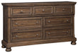 Flynnter Queen Panel Bed with 2 Storage Drawers with Dresser Huntsville Furniture Outlet