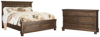 Flynnter Queen Panel Bed with 2 Storage Drawers with Dresser Huntsville Furniture Outlet