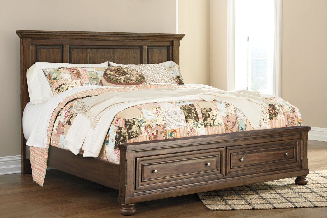 Flynnter Queen Panel Bed with 2 Storage Drawers with Dresser Huntsville Furniture Outlet