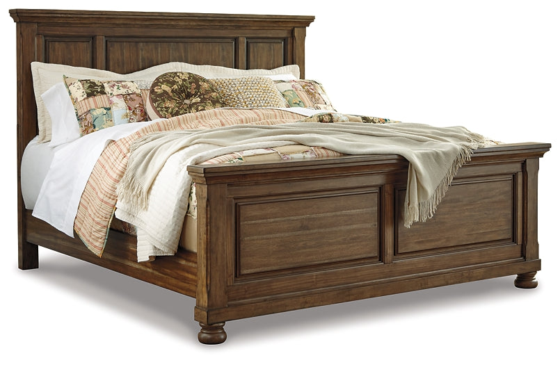 Flynnter Queen Panel Bed with Mirrored Dresser, Chest and 2 Nightstands Huntsville Furniture Outlet