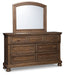 Flynnter Queen Panel Bed with Mirrored Dresser, Chest and 2 Nightstands Huntsville Furniture Outlet