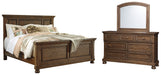 Flynnter Queen Panel Bed with Mirrored Dresser Huntsville Furniture Outlet