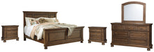 Flynnter Queen Panel Bed with Mirrored Dresser and 2 Nightstands Huntsville Furniture Outlet