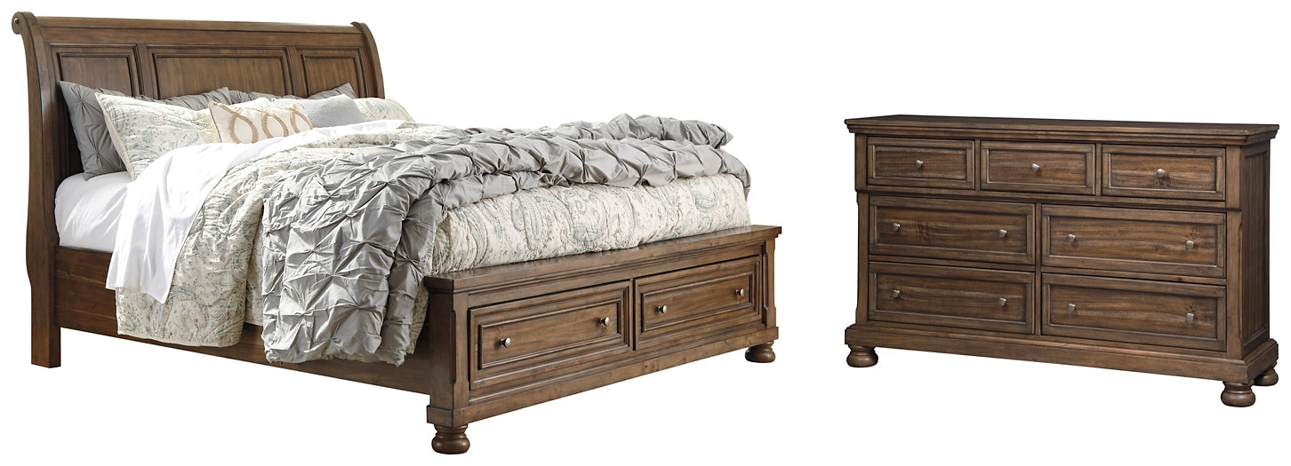 Flynnter Queen Sleigh Bed with 2 Storage Drawers with Dresser with Dresser Huntsville Furniture Outlet