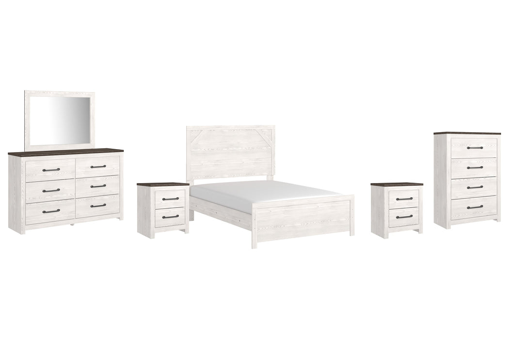 Gerridan Full Panel Bed with Mirrored Dresser, Chest and 2 Nightstands Huntsville Furniture Outlet