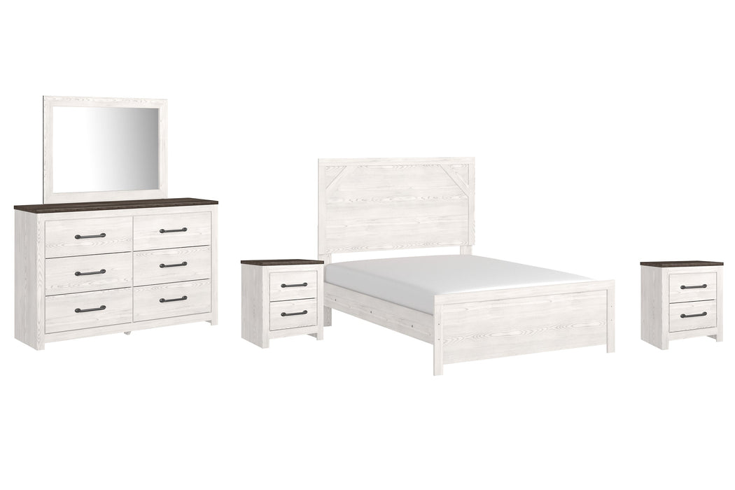 Gerridan Full Panel Bed with Mirrored Dresser and 2 Nightstands Huntsville Furniture Outlet