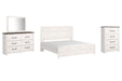 Gerridan King Panel Bed with Mirrored Dresser and Chest Huntsville Furniture Outlet