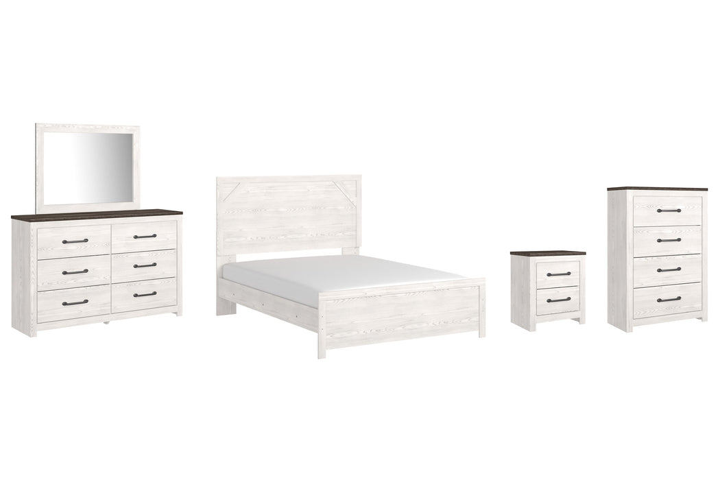 Gerridan Queen Panel Bed with Mirrored Dresser, Chest and Nightstand Huntsville Furniture Outlet