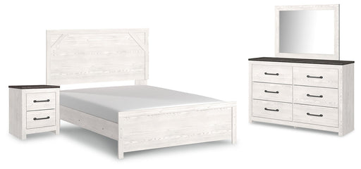 Gerridan Queen Panel Bed with Mirrored Dresser and Nightstand Huntsville Furniture Outlet