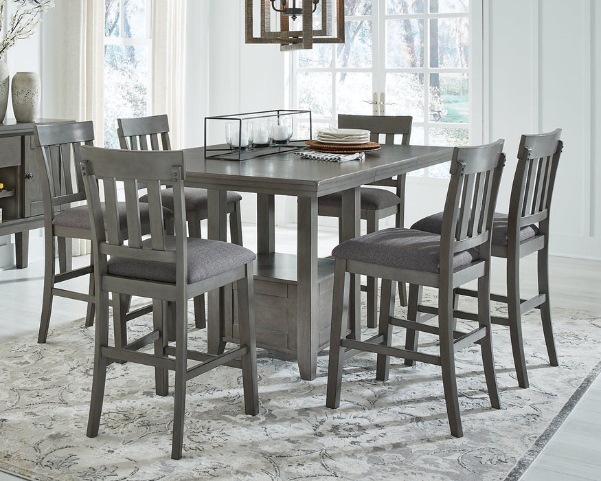 Hallanden Counter Height Dining Table and 6 Barstools with Storage Huntsville Furniture Outlet