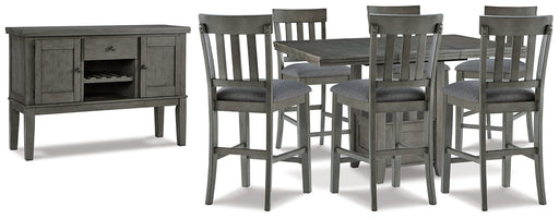 Hallanden Counter Height Dining Table and 6 Barstools with Storage Huntsville Furniture Outlet