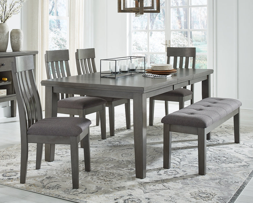 Hallanden Dining Table and 4 Chairs and Bench with Storage Huntsville Furniture Outlet