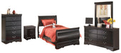 Huey Vineyard Full Sleigh Bed with Mirrored Dresser, Chest and Nightstand Huntsville Furniture Outlet