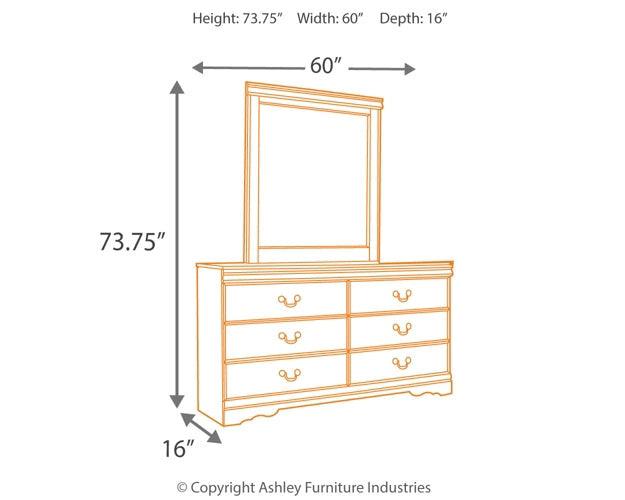 Huey Vineyard Full Sleigh Headboard with Mirrored Dresser, Chest and 2 Nightstands Huntsville Furniture Outlet