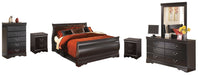 Huey Vineyard Queen Sleigh Bed with Mirrored Dresser, Chest and 2 Nightstands Huntsville Furniture Outlet